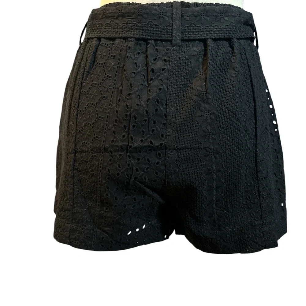 Blank NYC High Waist Black Eyelet Women's Shorts - Picture 5 of 8